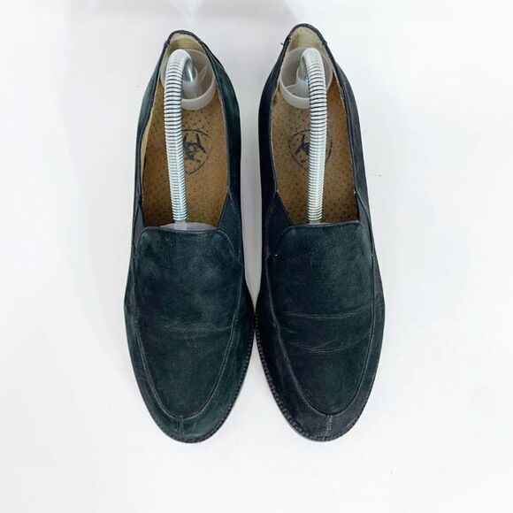 Ariat Shoes Womens 8 Loafers Black Leather Round Toe Low Top Slip On Suede - Picture 2 of 9